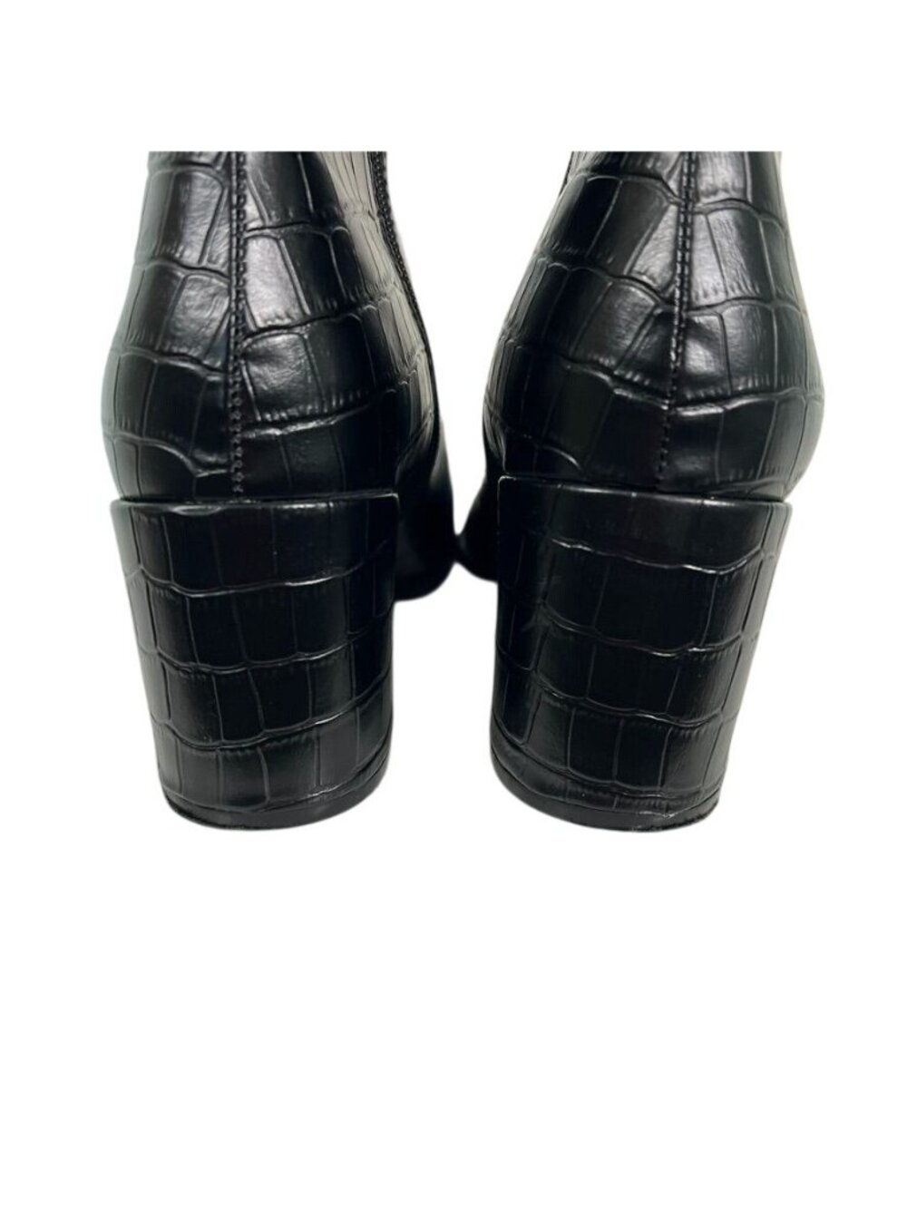 Kenneth Cole Black Croc Embossed Ankle Boots Block Heel Women Sz 9 NWOB 90s Y2K - Picture 4 of 14